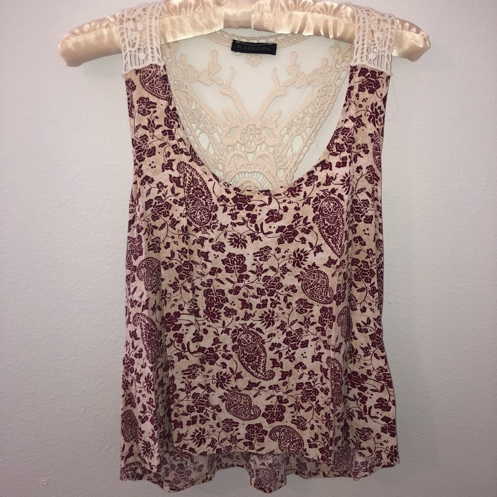 Red and white patterned tank top